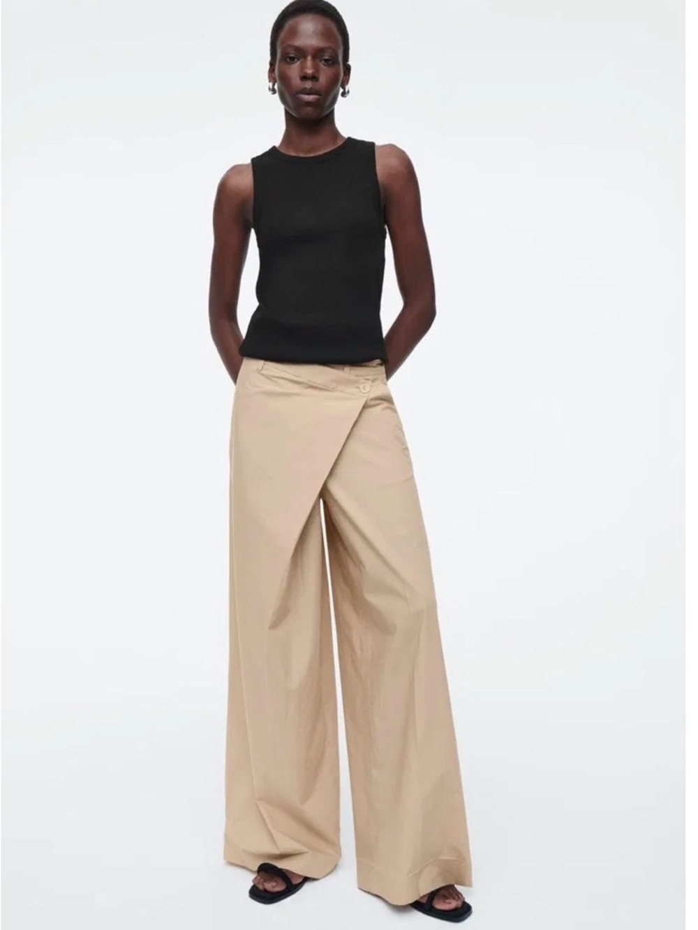 COS Asymmetric Wrap Trousers in beige size 8
